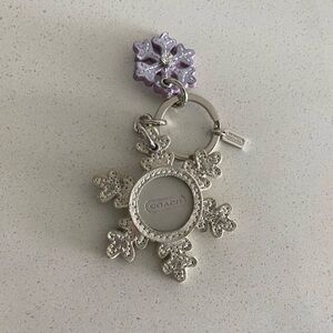 Coach *RARE* y2k Silver Snowflake Photo frame Keychain bag charm FOB